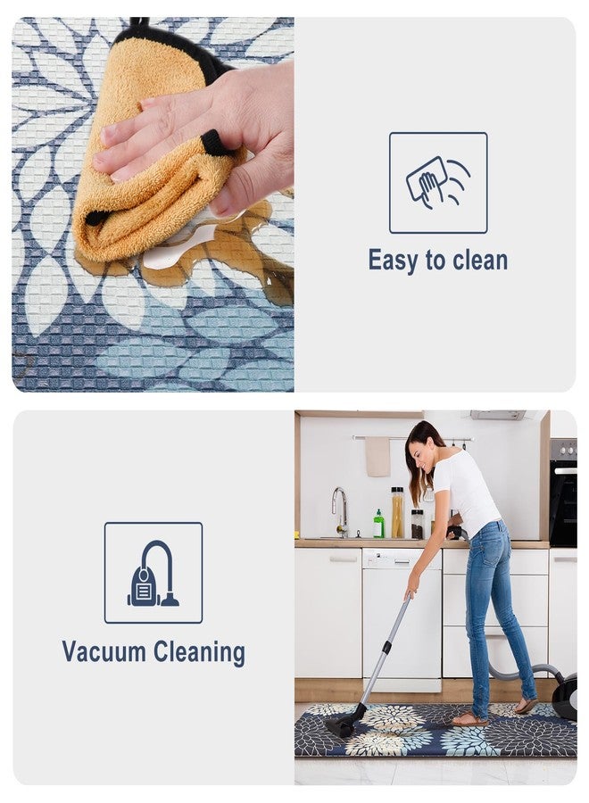 Collive Anti Fatigue Kitchen Mats 2PCS,Boho Kitchen Rugs Non Slip Rubber Backing,Farmhouse Waterproof Kitchen Mat for Floor,Cushioned Standing Mat for Kitchen,Laundry,Sink,Desk,Mutil-Blue - Image 4